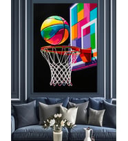 Basketbol Potası Ve Topu Dekoratif Kanvas - Mdf Ahşap Tablo