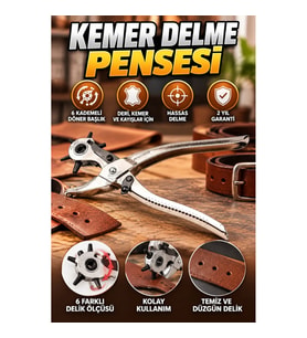 6 Kademeli Döner Başlıklı Deri Delme Pensesi – Kemer ve Kayış Delme Aleti