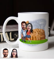 BK Gift Kişiye Özel Sevgililer Antik Roma Karikatürlü Beyaz Kupa Bardak-1