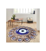 Eliana Home Baskılı, Yıkanabilir Kaymaz Taban Yuvarlak Halı LNA7024 120x120 cm (Mavi)