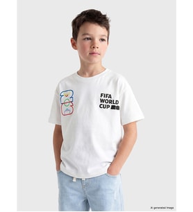 LCW Kids Beyaz Fıfa 2026 Dünya Kupası Baskılı Erkek Çocuk Tişört