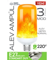 Şerit LED 5w Alev Efektli Ampul Lamba Ateş Yanan Ampul E27 Duy Led Işık Şömine Ateş Kamp Lamba