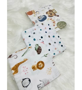 ok Amaçlı Müslin Örtü & Battaniye 3'lü Set %100 Pamuk Oeko-teks Sertifikalı 80x80 Cm