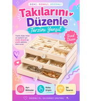 Kadife Kaplamalı Çekmeceli Takı ve Saat Organizeri