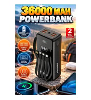 Dijital Göstergeli Çok Çıkışlı Powerbank – Dahili Kablolu Taşınabilir Şarj Cihazı