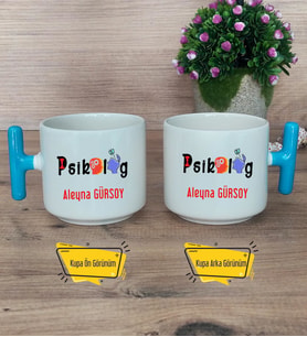 Psikolog Kupa Bardak T Mavi Kulplu Psikoloğa Hediye