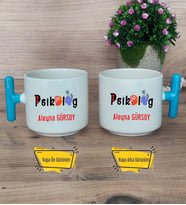 Psikolog Kupa Bardak T Mavi Kulplu Psikoloğa Hediye