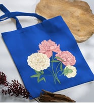 BK Gift Çiçek Tasarımlı Mavi Kumaş Bez Çanta, Baskılı Omuz Çantası, Alışveriş Çantası, Arkadaşa Hediye-7