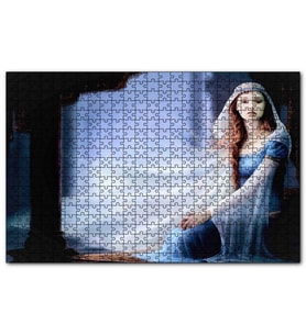 Cakapuzzle Mavi Elbiseli Kadın ve Sütunlar  Puzzle Yapboz MDF (Ahşap) (120 Parça)