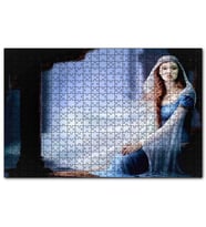 Cakapuzzle Mavi Elbiseli Kadın ve Sütunlar  Puzzle Yapboz MDF (Ahşap) (120 Parça)