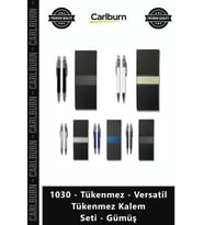 Özel Üretim Kurumsal Logo Baskılı Şık Hediye 1030 Tükenmez Versatil Tükenmez Kalem Seti Gümüş
