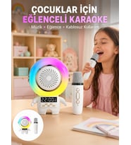 Renkli Işıklı Astronot Speaker Karaoke Mikrofon