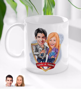 BK Gift Kişiye Özel İsimli Sevgililer Karikatürlü Beyaz Kupa Bardak-50