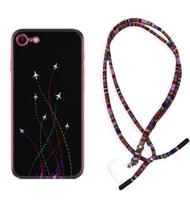 Apple iPhone 5 6 7 8 Plus Se XR Kılıf Boyun Asklı Rasta Silikon Line Planet 1736