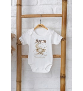Pia Baby Premium %100 Pamuk İsme Özel Organik Baskılı Çıtçıtlı Bebek Body Zıbın Modelleri 5030-16 (Ekru)