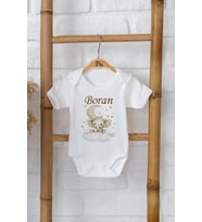 Pia Baby Premium %100 Pamuk İsme Özel Organik Baskılı Çıtçıtlı Bebek Body Zıbın Modelleri 5030-16 (Ekru)
