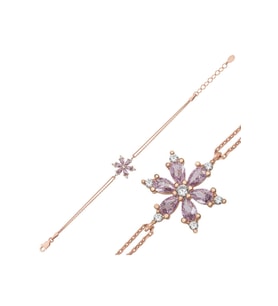 Gümüş Rose Lila Lotus Çiçeği Kadın Bileklik CSR2184384
