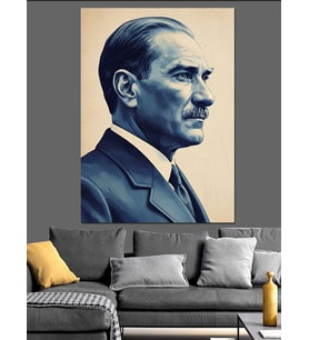 Atatürk Tarihi Siyah Beyaz Dekoratif Kanvas - Mdf Ahşap Tablo
