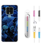 Tecno Camon 16 18P Pova 3 Pova Neo Kılıf Kablo Koruma Spiral Silikon Blue Foid 1628