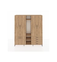 Hyperion Gardrop 14 Raflı 4 Çekmeceli Tek Askılı 220x44x243 Çam-Çam/Çam
