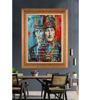 Altın Varaklı Çerçeveli Paspartulu Atatürk Tablo nh436 (Gold)