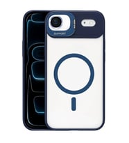 Durukar® iPhone 17 Air Remim Lensli Magsafe Standlı Kapak - Lacivert