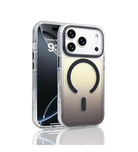 Coverzone iPhone 17 Pro i�in K?l?f MagSafe ile uyumlu Transparan Renk Ge�i?li Z-Toros M-safe Kablosuz ?arj destekli Gradyan Tasar?m IPHONE 17 Pro ?LE UYUMLU KILIF Siyah