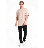 Erkek Düz Penye Tişört Bisiklet Yaka Kısa Kol Regular Fit T-Shirt - Bej