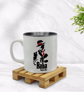 BK Gift Kişiye Özel Baba Godfather Tasarımlı İçi Siyah Renkli Kupa Bardak Model 18