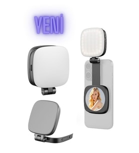 Aynalı Magsafe Uyumlu Selfie Işığı, Ayarlanabilir Açı, 5 Sıcaklık Modu, Uzayabilen Tasarım