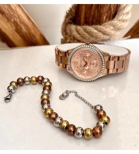 Ferrucci Spor Şık Çelik Kadın Kol Saat+%100 Çelik Bileklik (Rose)
