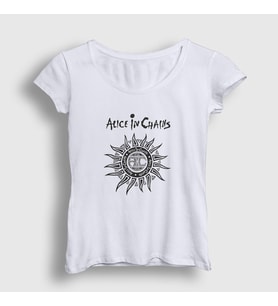 Presmono Kadın Beyaz Gray Alice In Chains T-Shirt 7609tt (Beyaz)