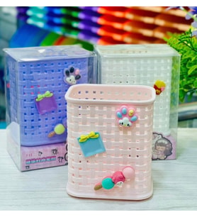 Fileli Masaüstü Kalemlik Plastik Kawaii Sevimli Kalemlik - Beyaz