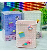 Fileli Masaüstü Kalemlik Plastik Kawaii Sevimli Kalemlik - Beyaz