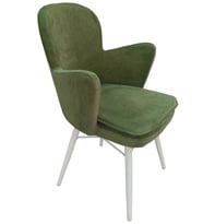 Sandalye 12504 KELEBEK Dökme sünger Kayın torna RETRO ayak Babyface kumaş El Yapı (Yeşil)