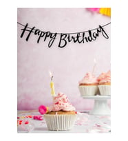 Happy Birthday Kaligrafi Siyah Banner