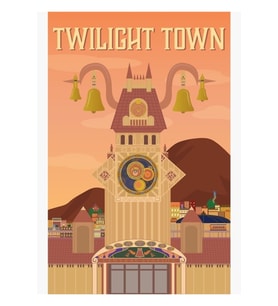 Twilight Town Seyahat Afişi Tablo Ahşap Poster Dekoratif