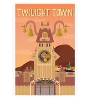 Twilight Town Seyahat Afişi Tablo Ahşap Poster Dekoratif
