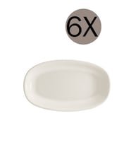 Beyaz Oval Kayık Tabak 19x11 cm 6'lı Set, Şık ve Kullanışlı Tasarım