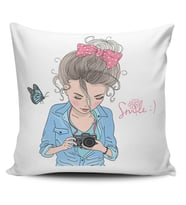 Alkanhomes Fashion Girl Dijital Baskılı Kırlent Kılıfı