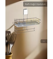 Yapışkanlı Raflı Kağıt Havluluk Paslanmaz Peçetelik Çelik Banyo Havluluk Düzenleyici Gri