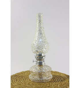 Vitray Desenli Gaz Lambası 11 cm çap, 33 cm yükseklik, şık dekoratif tasarım (Krem)