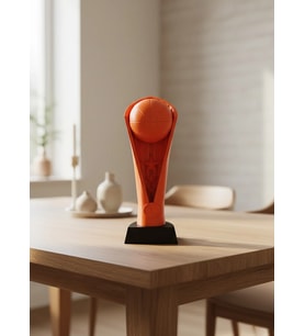 Turuncu Kupa 23cm Basketbol Temalı Dekoratif Ödül Biblosu
