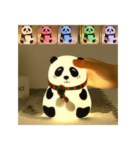 5 Farklı Renk Modlu Panda Figürlü Pofuduk Led Gece Lambası–Yumuşak Dokulu Çocuk Odası Dekoratif Şarj