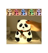 5 Farklı Renk Modlu Panda Figürlü Pofuduk Led Gece Lambası–Yumuşak Dokulu Çocuk Odası Dekoratif Şarj