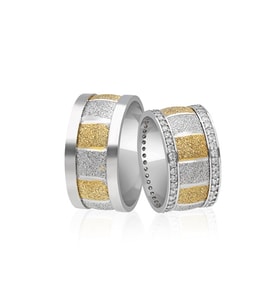 925 Ayar Roldyum ve Gold Kaplamalı Gümüş Alyans