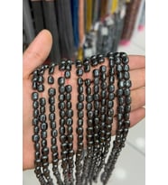 Hematit Taşı Yassı Kesim Parlak Füme 7x8mm Doğal Taş Dizi