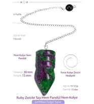 Sertifikalı Ruby Zoisite - Anyolit Taşı Pandül Sarkaç Hem Pandül - Hem Kolye (Çok Renkli)