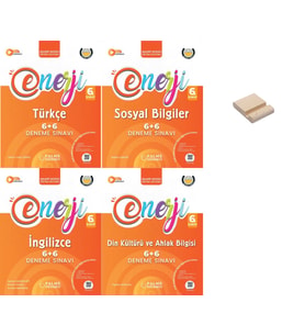 Palme 6. Sınıf Enerji 6+6 Türkçe Sosyal Din ve İngilizce Deneme Sınavı 4lü Set + Telefon Standı