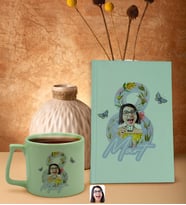 BK Gift 8 Mart Karikatürlü Yeşil Sert Kapaklı Defter ve Middle Kupa Seti, Arkadaşa Hediye, Yeni İş Hediyesi, Doğum Günü Hediyesi (Model 3)